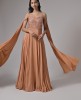 Soft Crepe Dusty Peach Stylist Party Wear Gown 